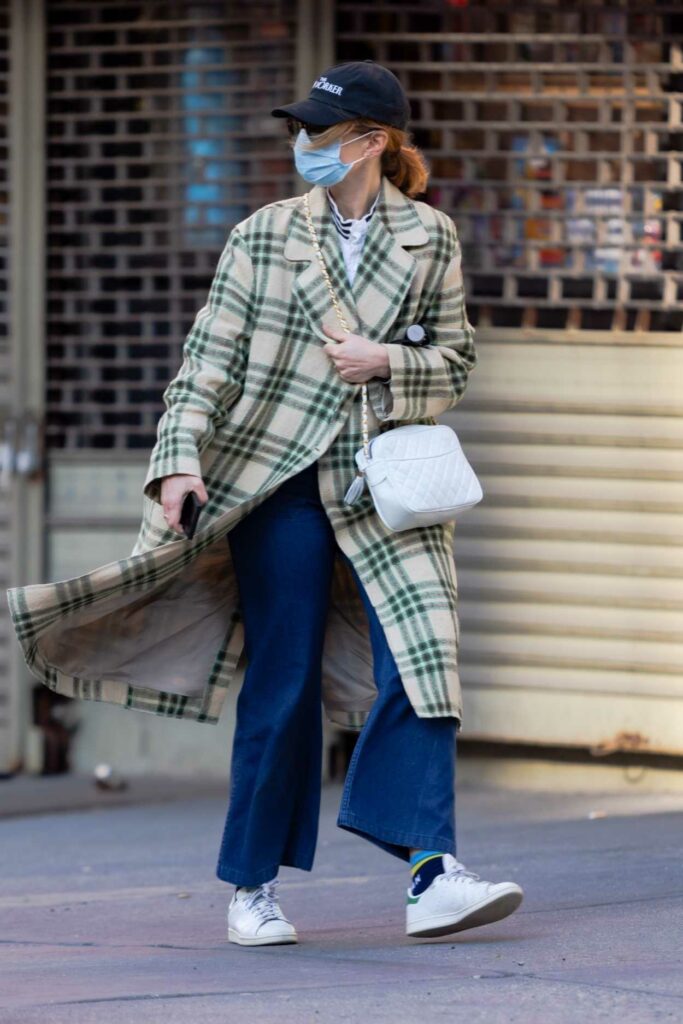 Jennifer Lawrence in a Plaid Coat