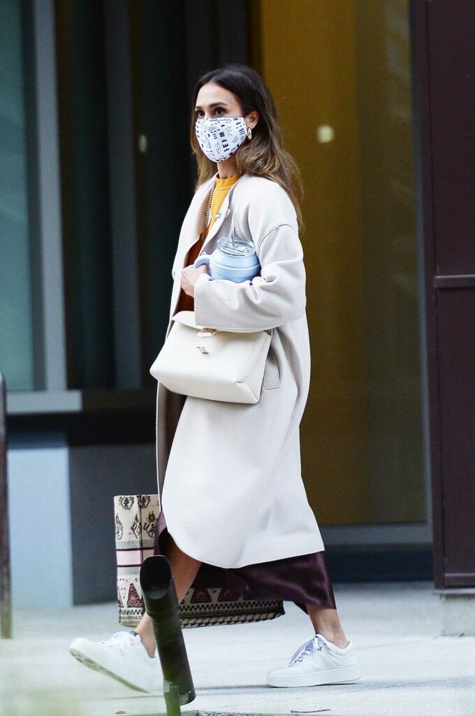 Jessica Alba in a White Coat