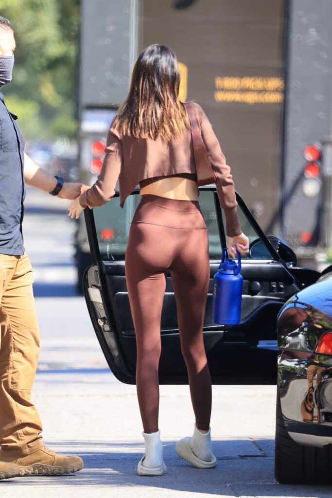 Kendall Jenner in a Brown Workout Ensemble