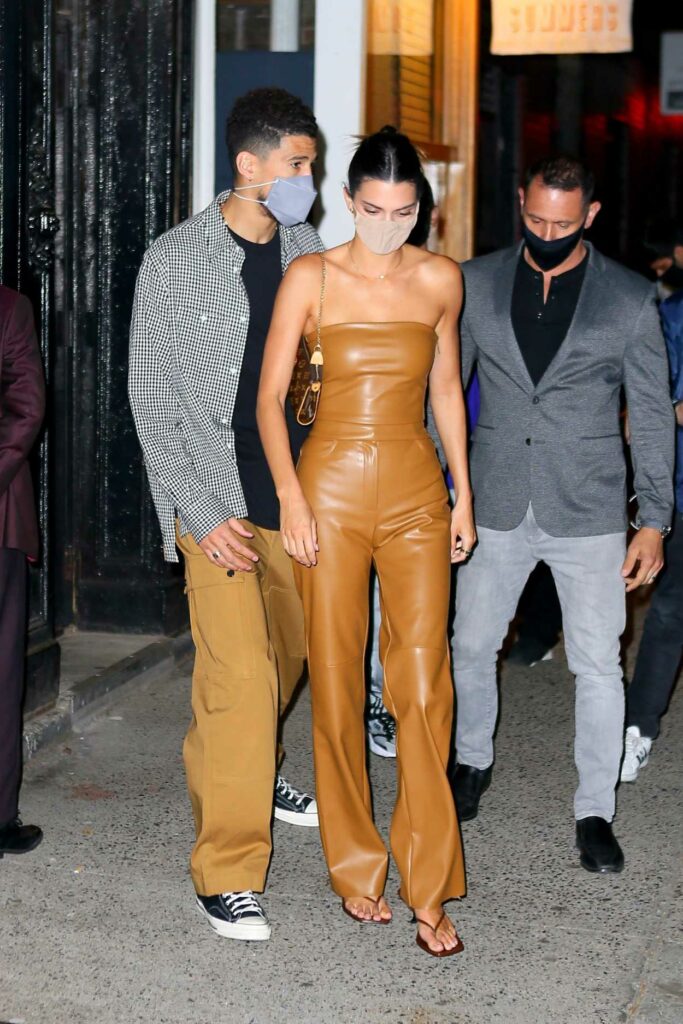 Kendall Jenner in a Tan Leather Outfit