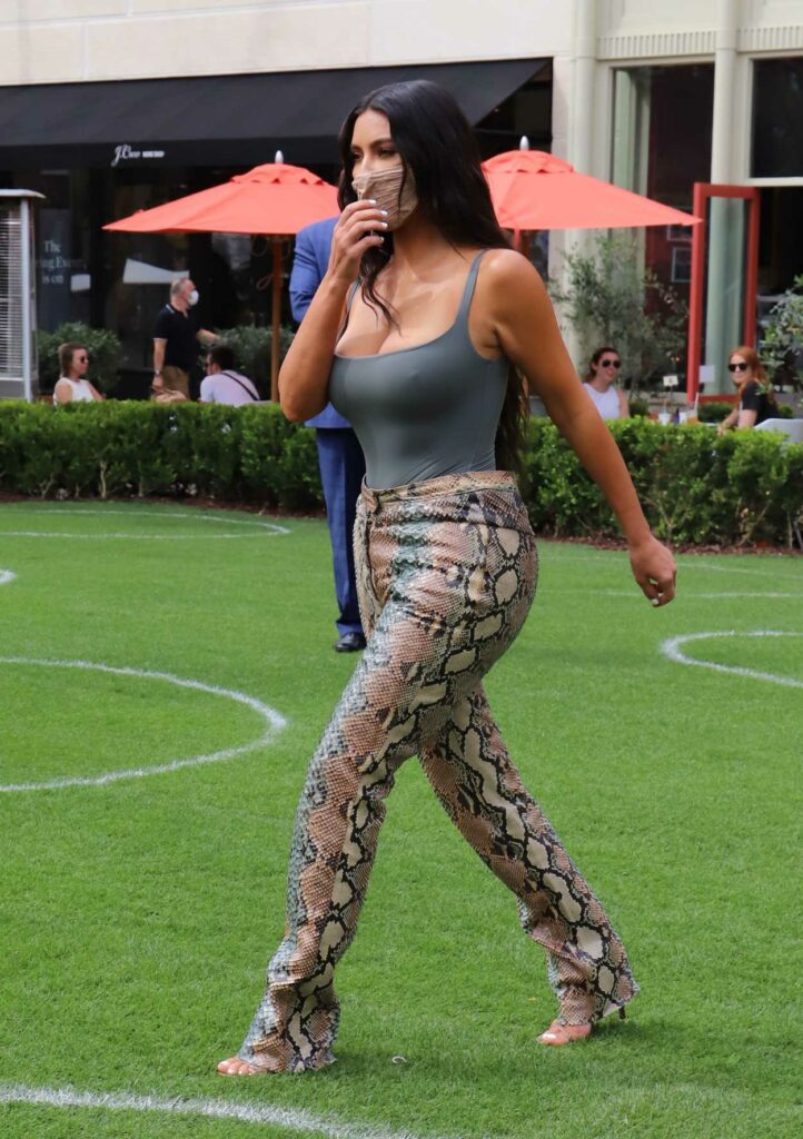 Kim Kardashian in a Grey Top