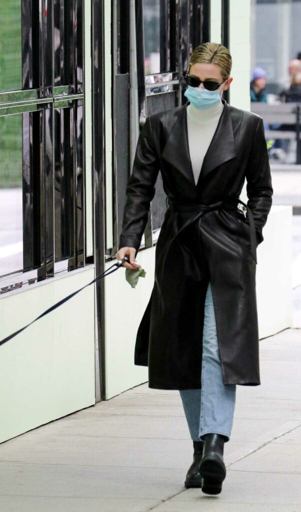 Lili Reinhart in a Black Leather Coat