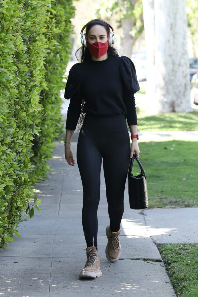 Rumer Willis in a Red Protective Mask