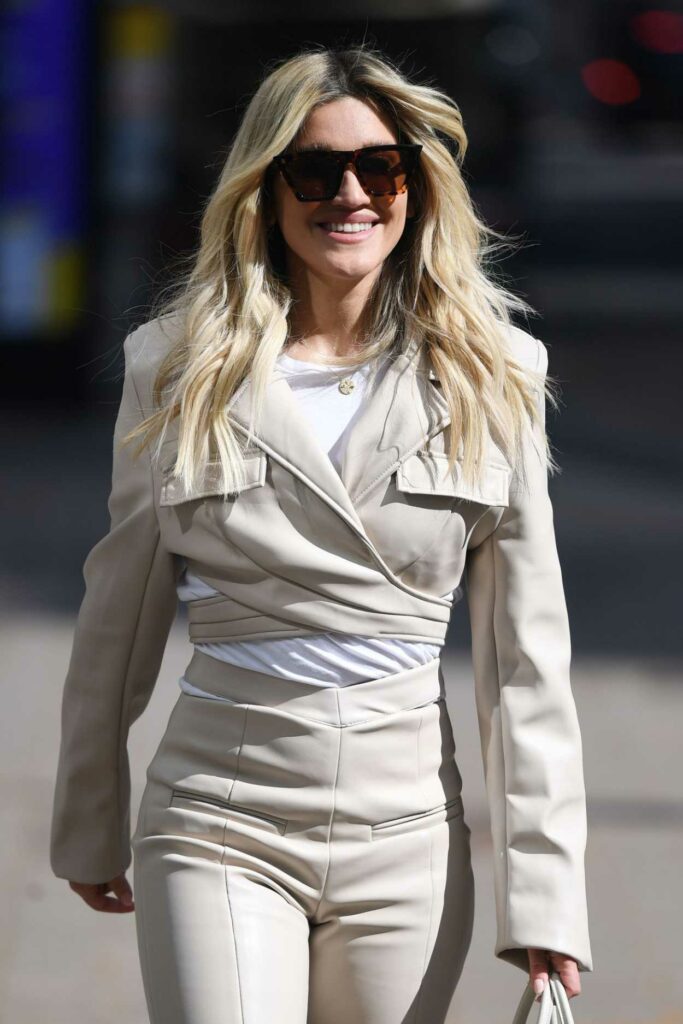 Ashley Roberts in a Beige Outfit