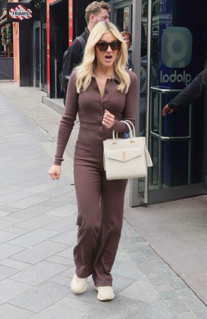 Ashley Roberts in a Brown Jumpsuit