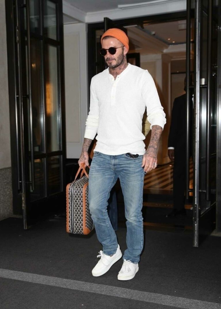 David Beckham in a White Sneakers Leaves His Hotel in New York 05/26 ...