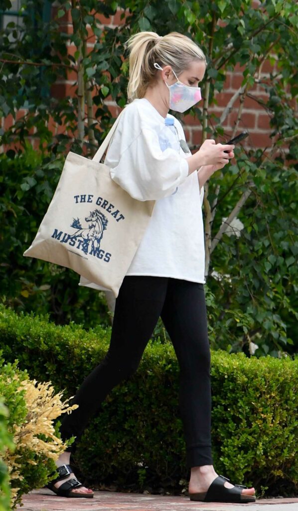 Emma Roberts in a White Sweatshirt