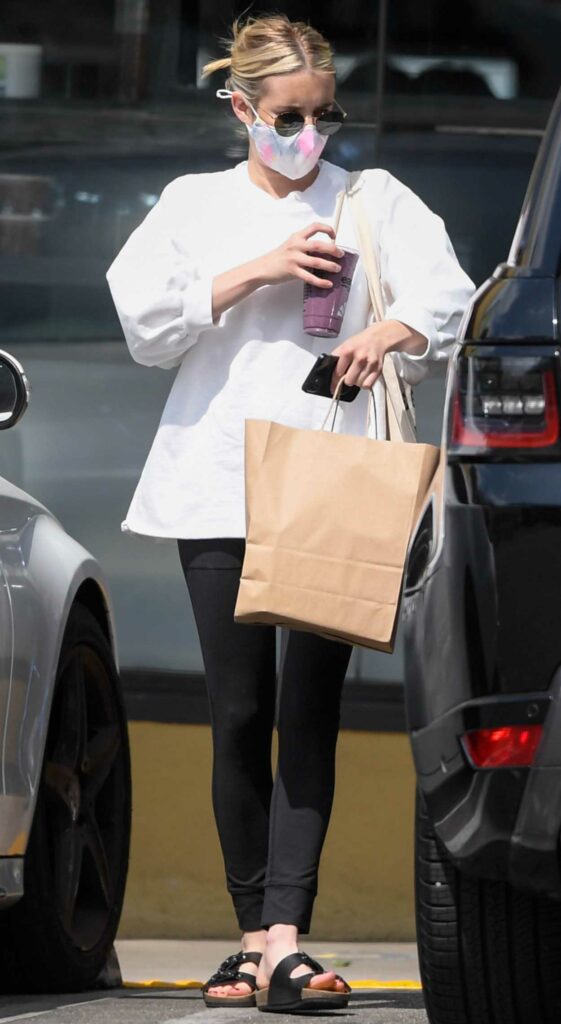 Emma Roberts in a White Sweatshirt