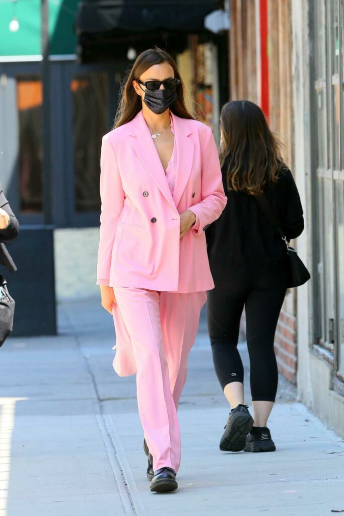 Irina Shayk in a Pink Suit