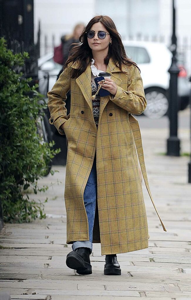 Jenna Coleman in a Yellow Coat