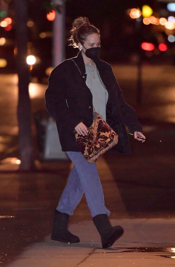 Jennifer Lawrence in a Black Protective Mask