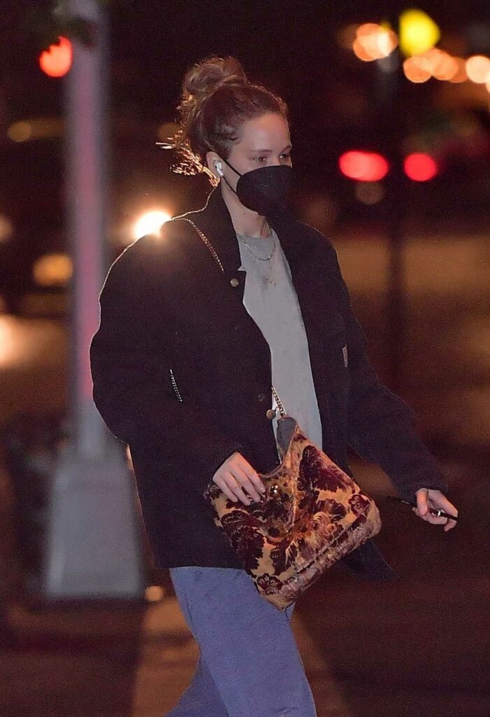 Jennifer Lawrence in a Black Protective Mask