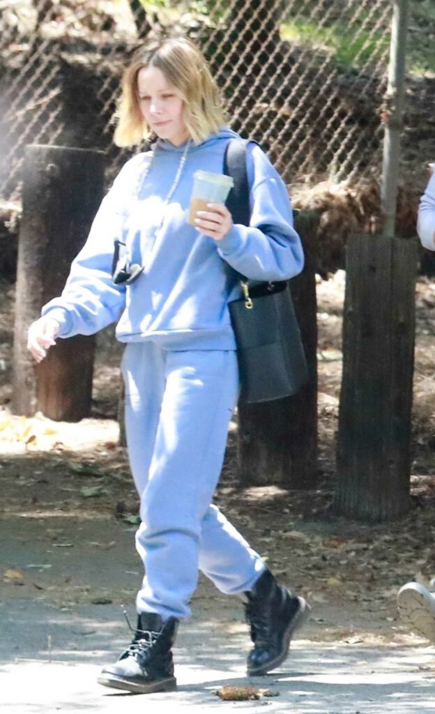 Kristen Bell in a Baby Blue Sweatsuit