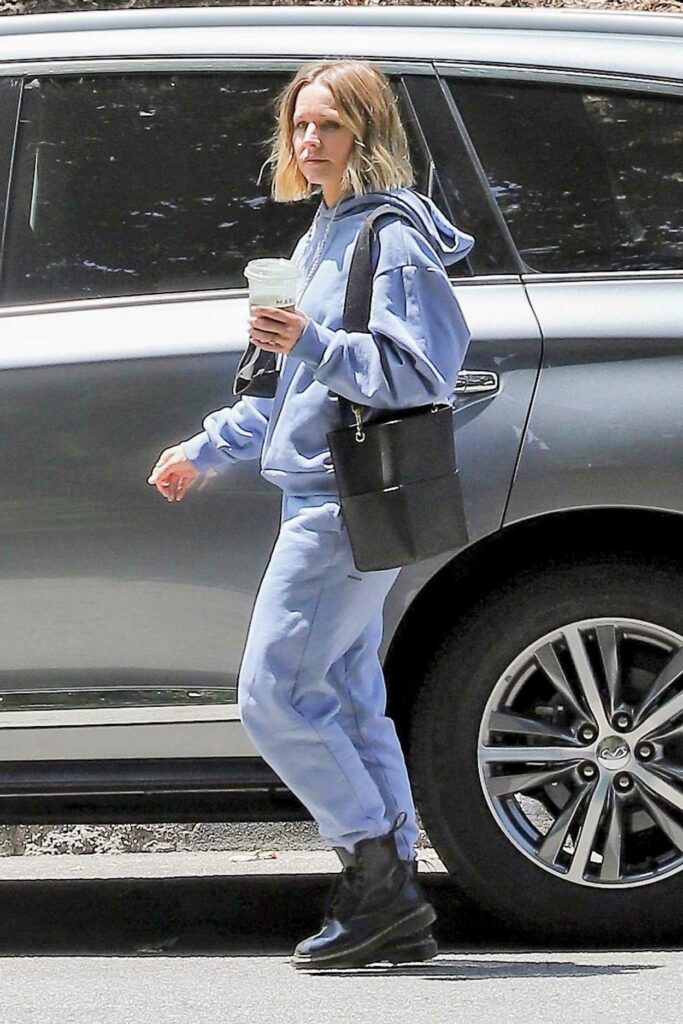 Kristen Bell in a Baby Blue Sweatsuit