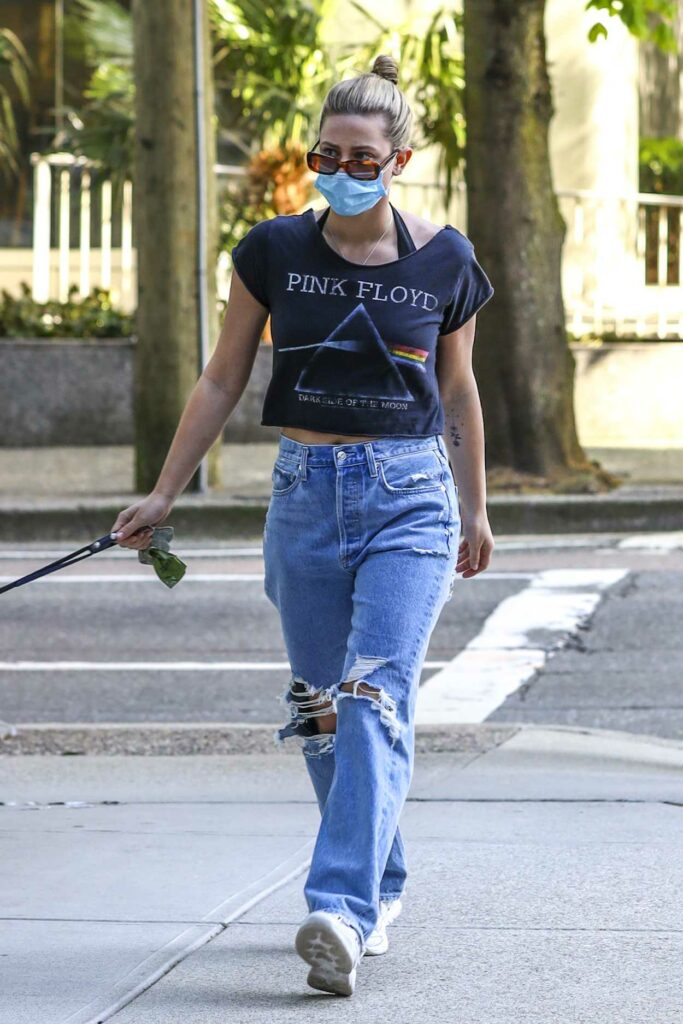 Lili Reinhart in a Blue Ripped Jeans