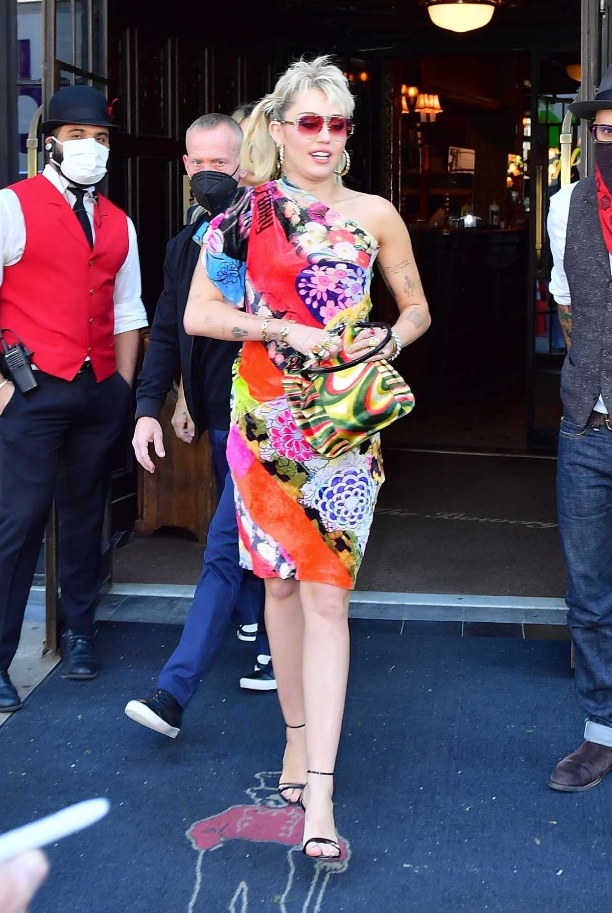 Miley Cyrus in a Floral Dress Steps Out to Rehearse for Saturday Night ...