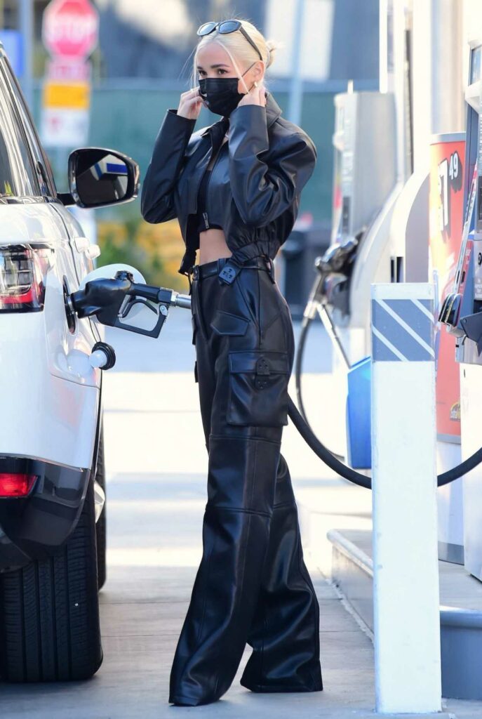 Pia Mia in a Black Leather Suit