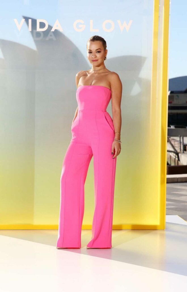 Rita Ora in a Pink Jumpsuit