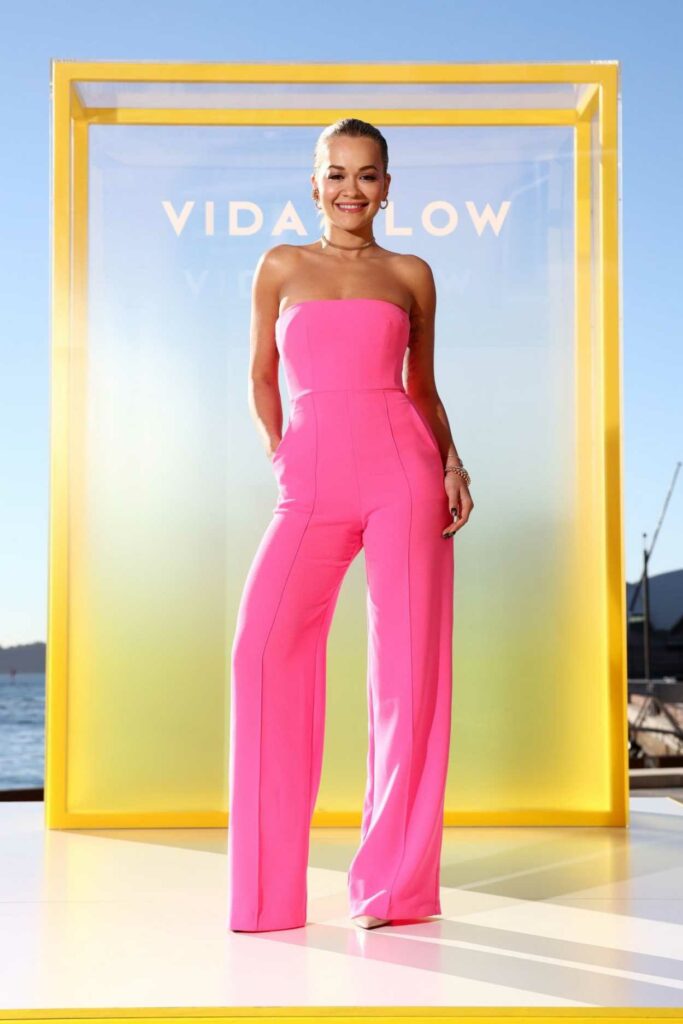 Rita Ora in a Pink Jumpsuit