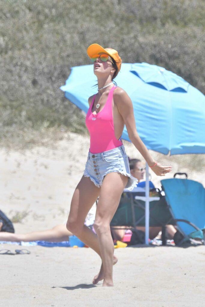Alessandra Ambrosio in a Pink Swimsuit