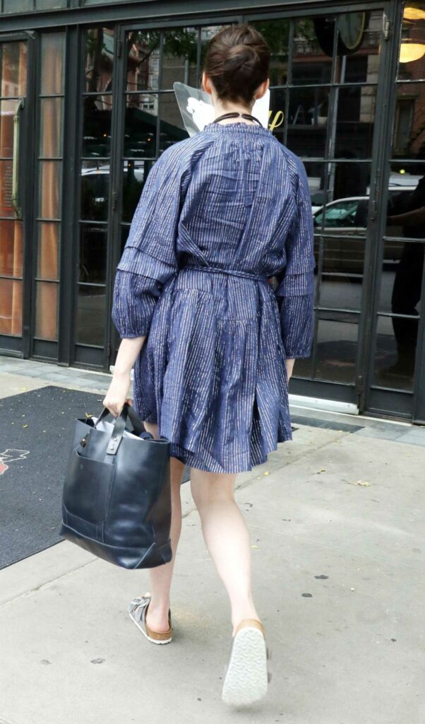 Anne Hathaway in a Blue Mini Dress
