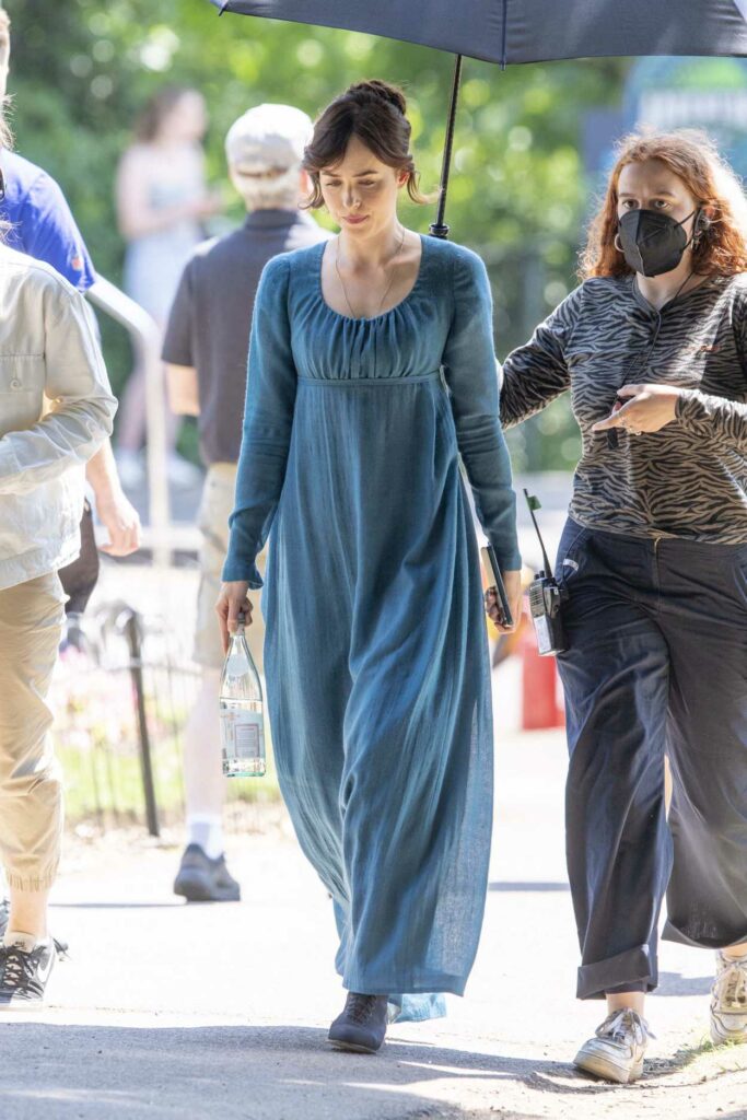 Dakota Johnson in a Blue Dress