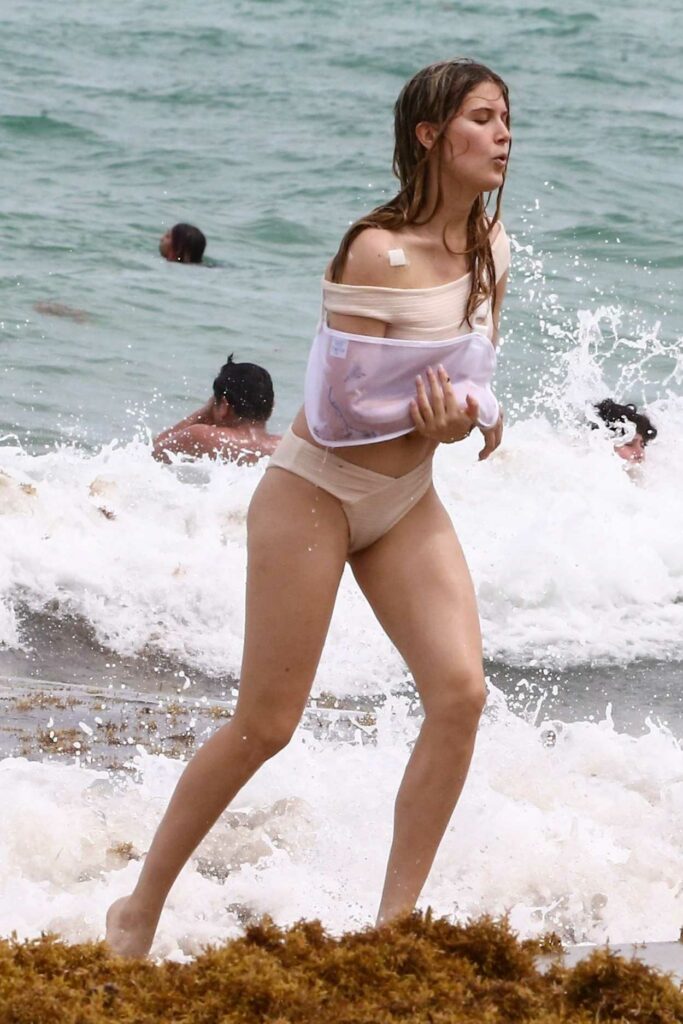Eugenie Bouchard in a Beige Bikini