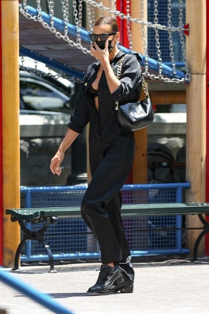 Irina Shayk in a Black Jumpsuit