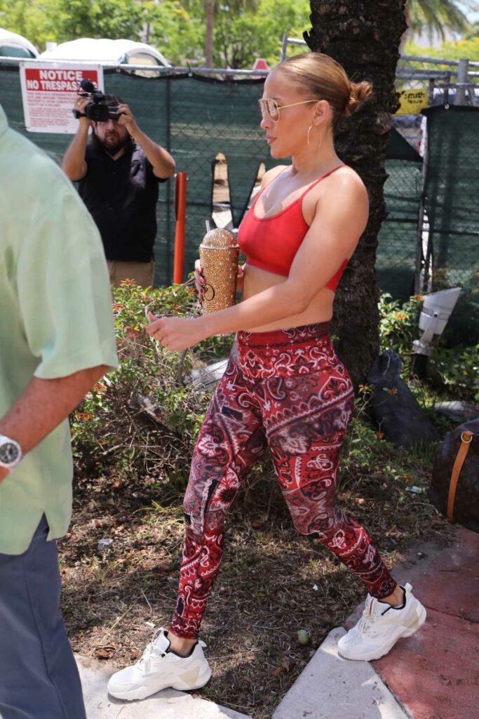 Jennifer Lopez in a Red Sports Bra