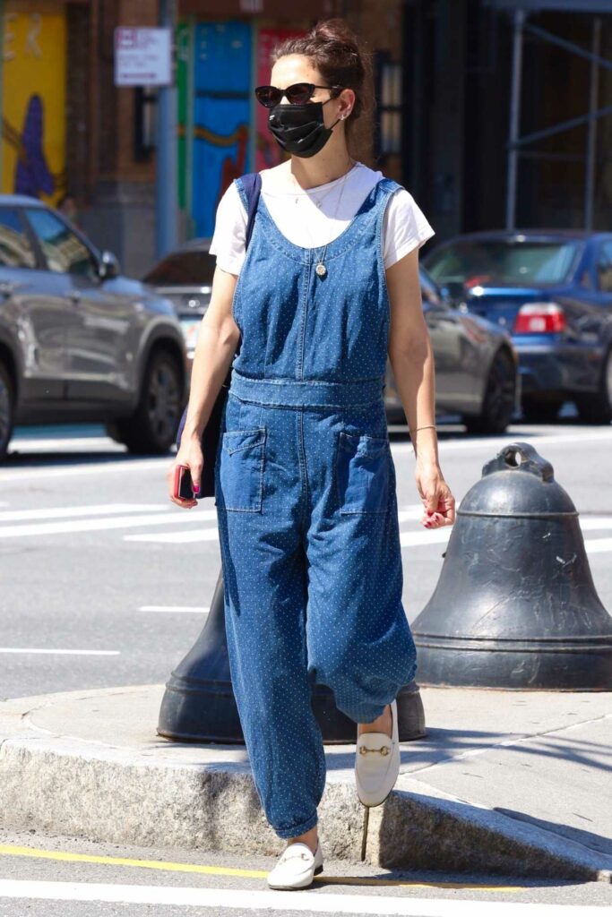 Katie Holmes in a Blue Jumpsuit