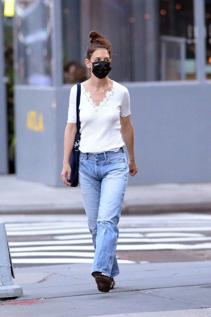 Katie Holmes in a White Blouse