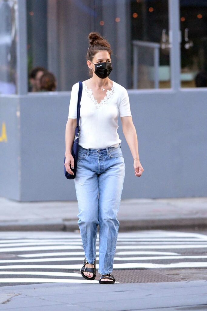 Katie Holmes in a White Blouse