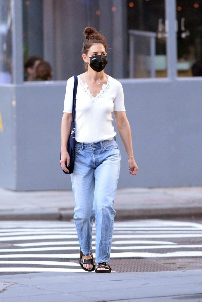 Katie Holmes in a White Blouse