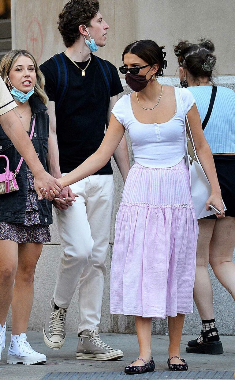 Millie Bobby Brown in a White Blouse Was Seen Out with Her Boyfriend