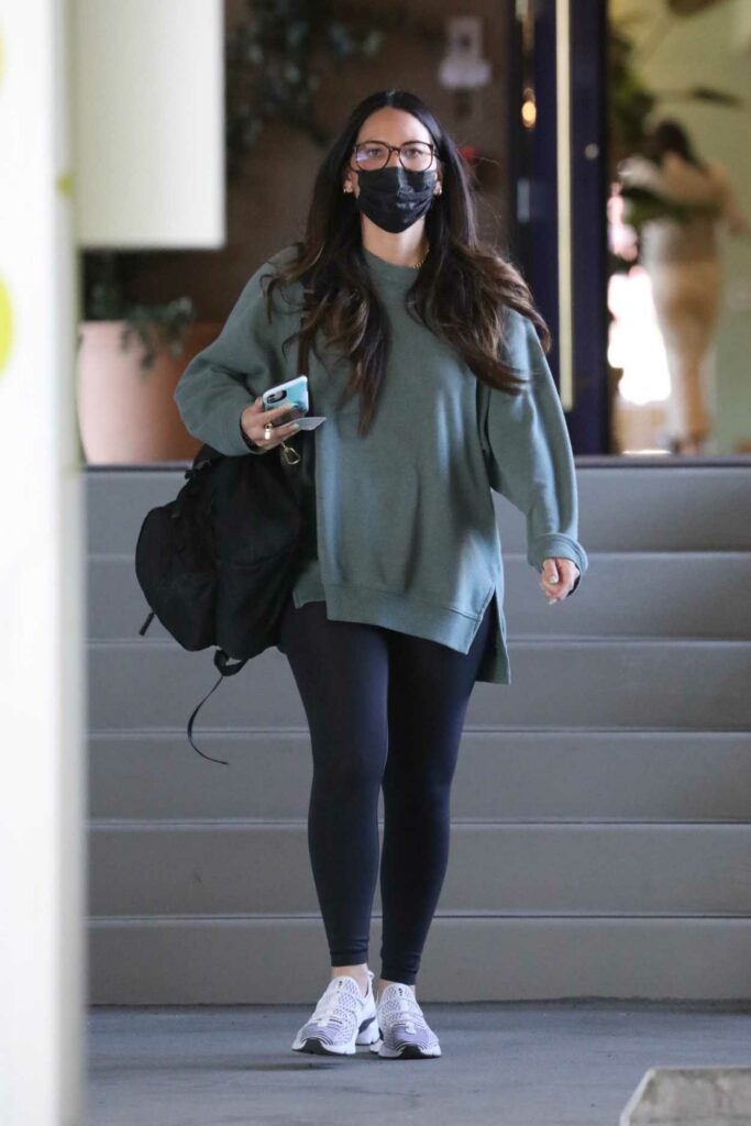 Olivia Munn in a Black Protective Mask