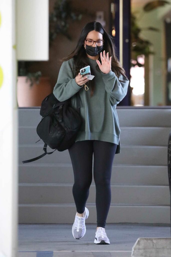 Olivia Munn in a Black Protective Mask