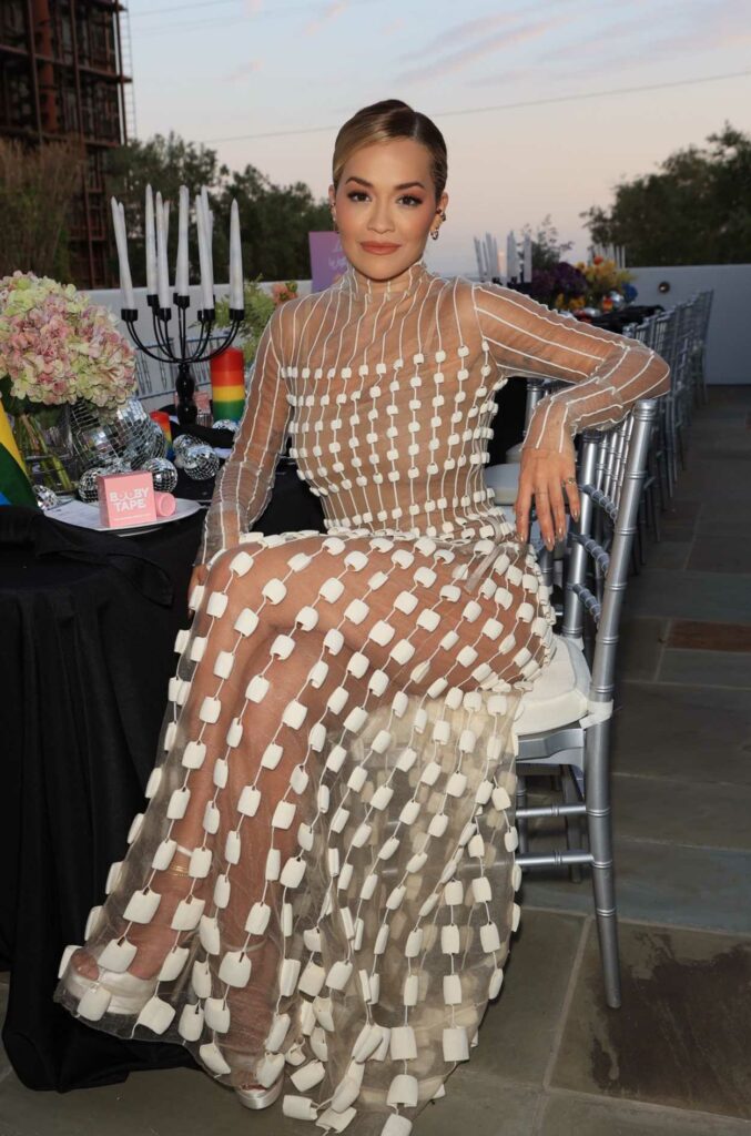 Rita Ora in a See-Through Dress