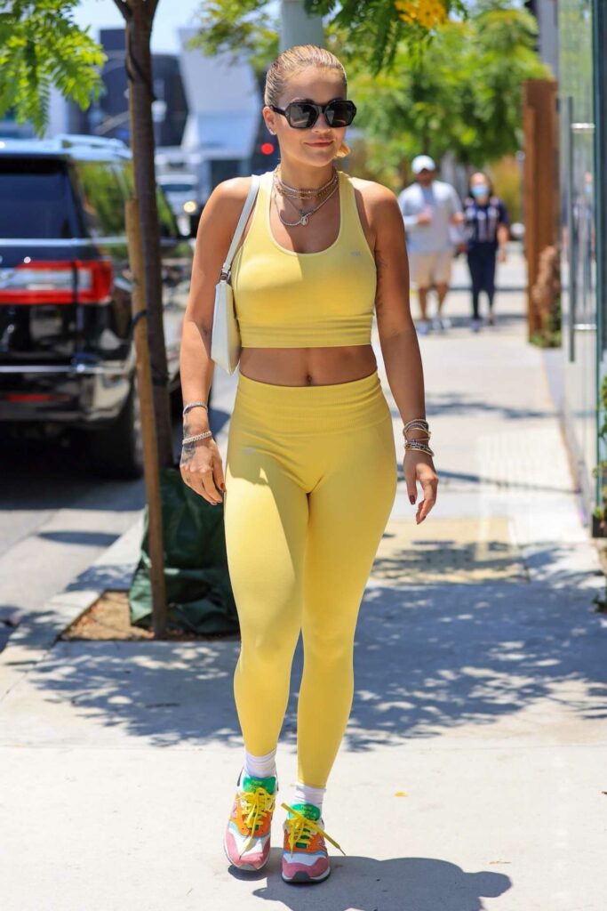 Rita Ora in a Yellow Workout Outfit