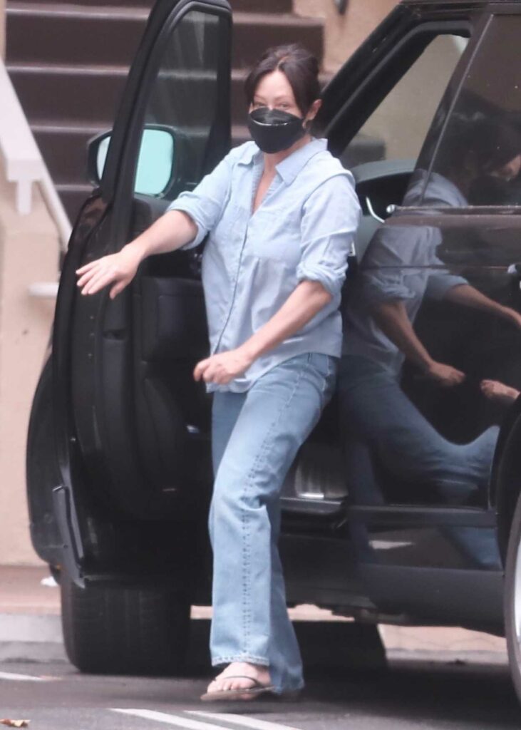Shannen Doherty in a Blue Shirt