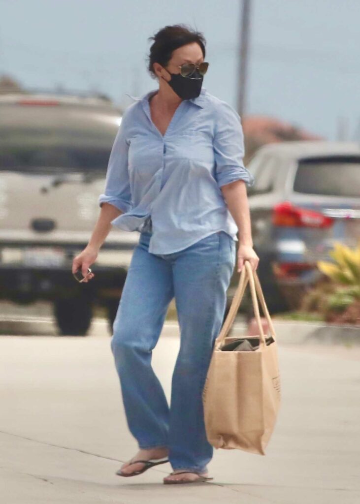 Shannen Doherty in a Blue Shirt