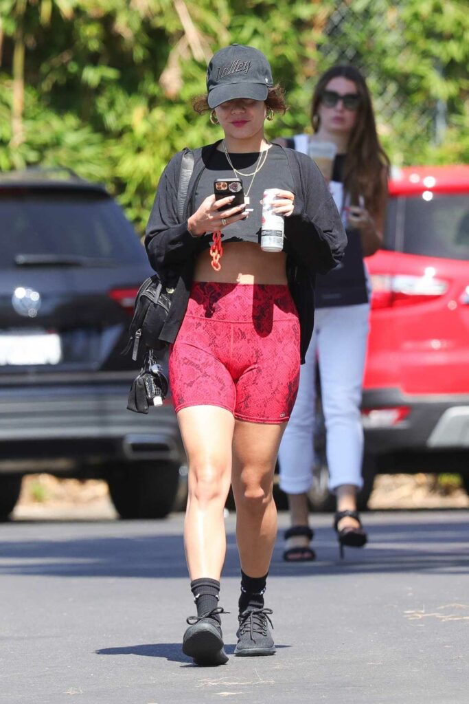 Vanessa Hudgens in a Red Spandex Shorts