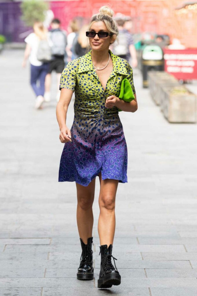 Ashley Roberts in a Colorful Animal Print Dress