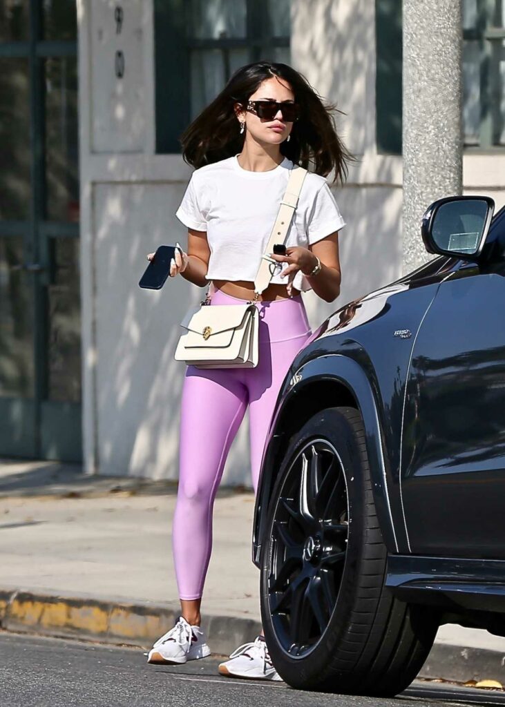 Eiza Gonzalez In A Purple Leggings Goes Shopping In Beverly Hills
