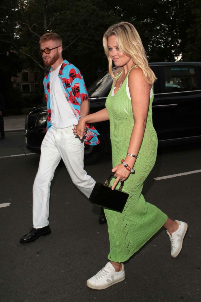 Emily Atack in a Neon Green Knit Dress