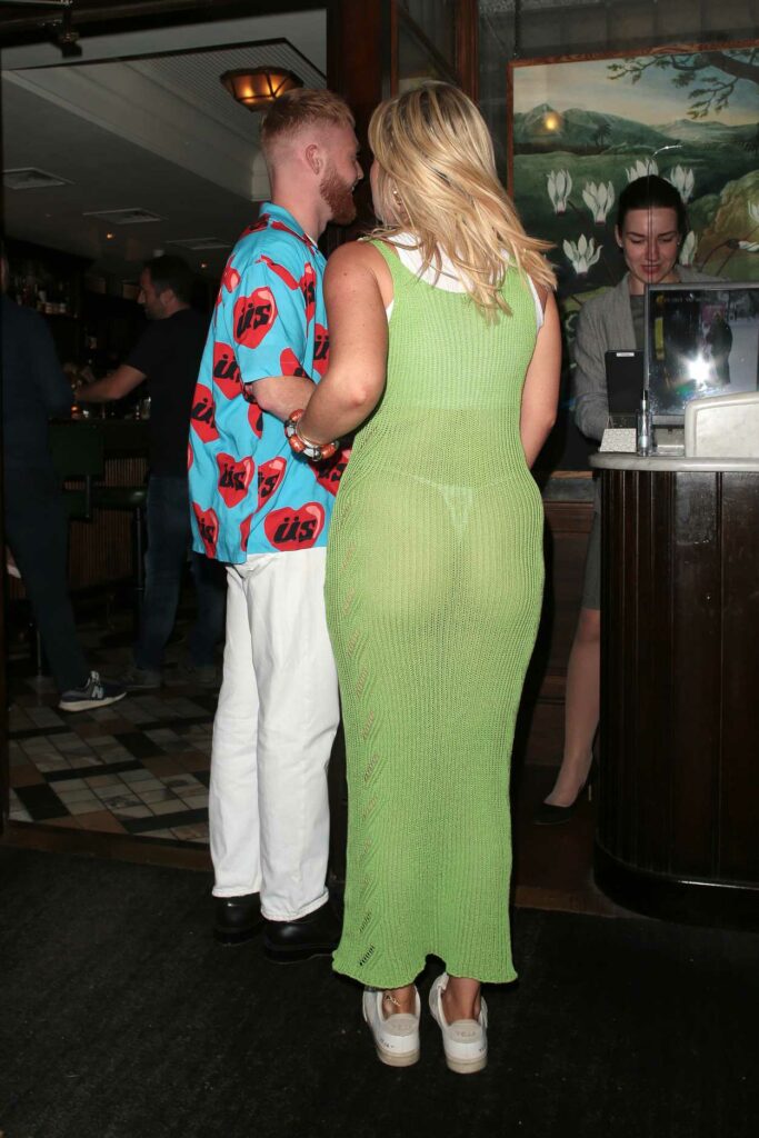 Emily Atack in a Neon Green Knit Dress