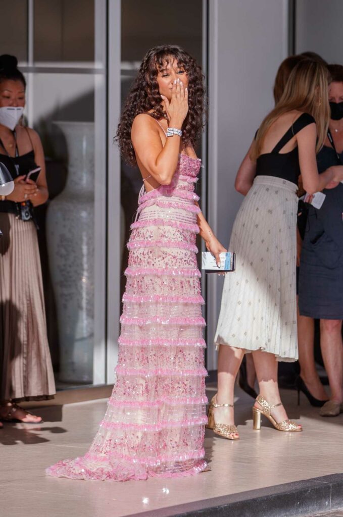 Lena Mahfouf in a Lilac Dress