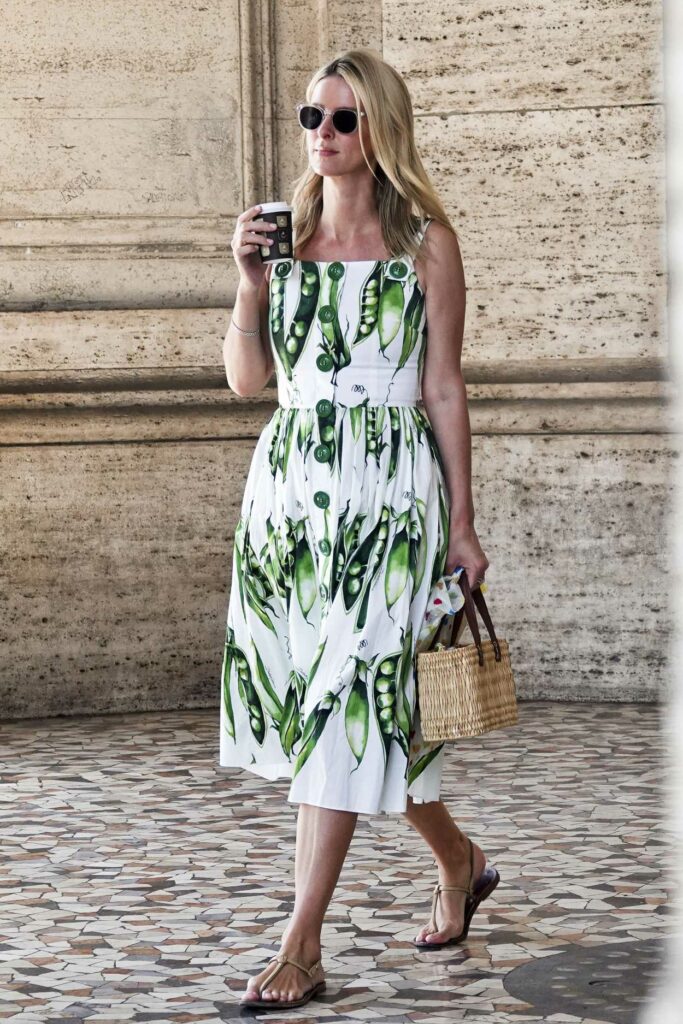 Nicky Hilton in a Peas Print Dress