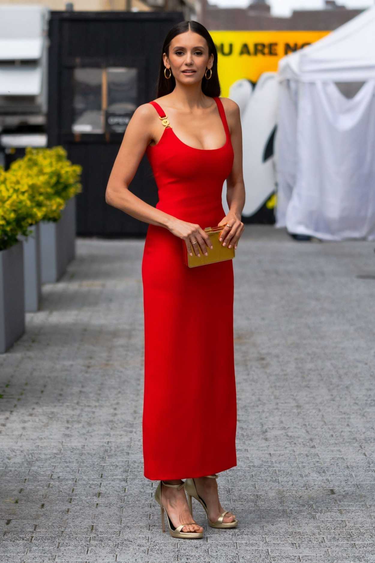 Nina Dobrev In A Red Dress Attends 2021 Espy Awards In New York 0710