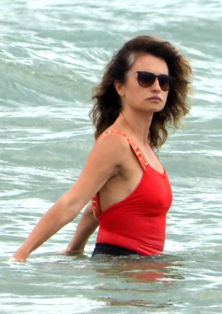 Penelope Cruz in a Red Swimsuit