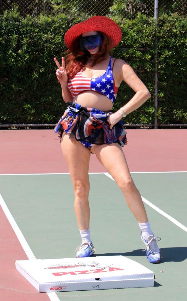 Phoebe Price in a Patriotic Colors Outfit